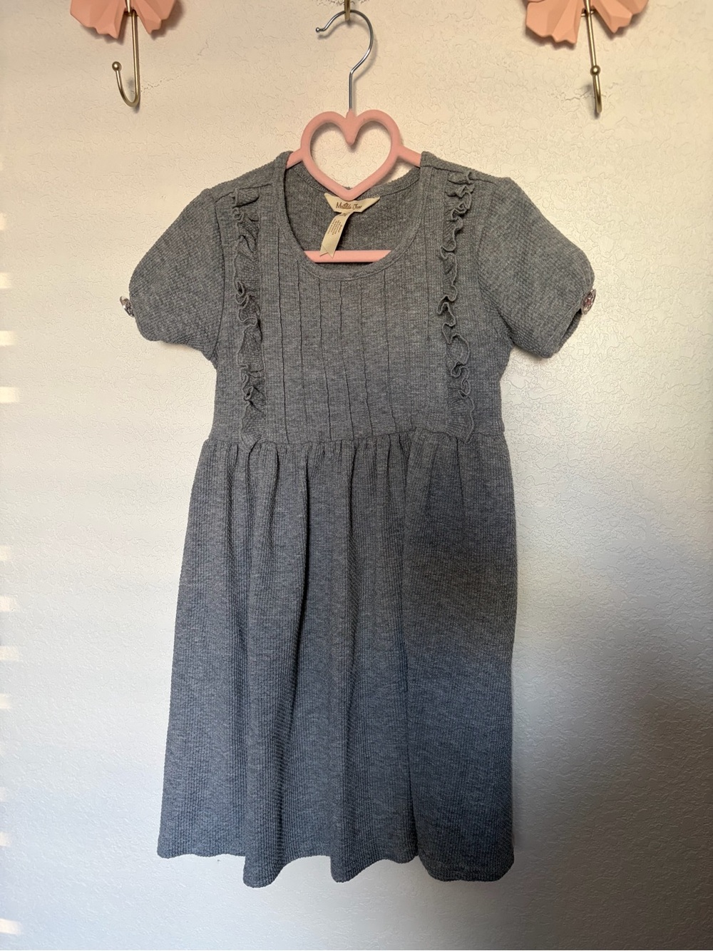 Matilda Jane Gray Knit Short Sleeve Ruffle Dress